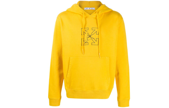 Off-White FW20 Workers Logo Printing Hooded Pullover Men Yellow OMBB034E20FLE0031810