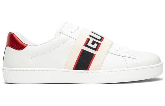 Gucci Stripe Leather Sneaker 'White Red Black' 523469-0FIV0-9091