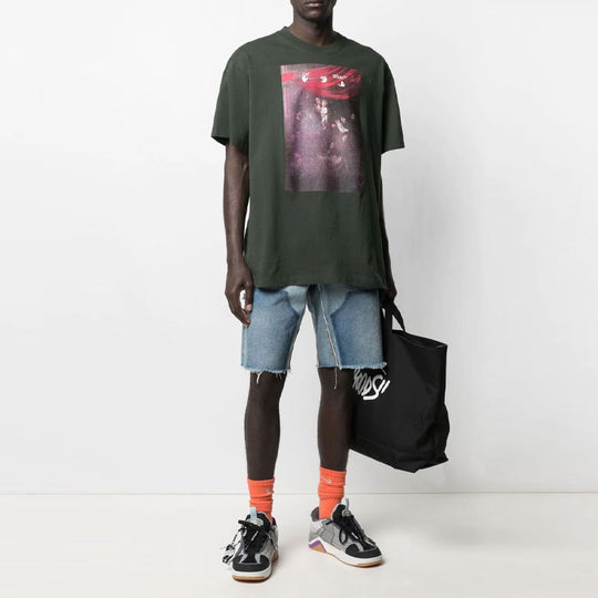 Off-White SS21 Printing Arrow Short Sleeve Loose Fit Black OMAA038S21JER0055901