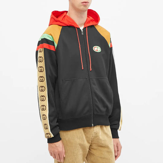 Gucci Vintage Side Logo Patchwork Striped GG-Buckle Hooded Jacket For Men Multi-color 625338-XJCNQ-1082