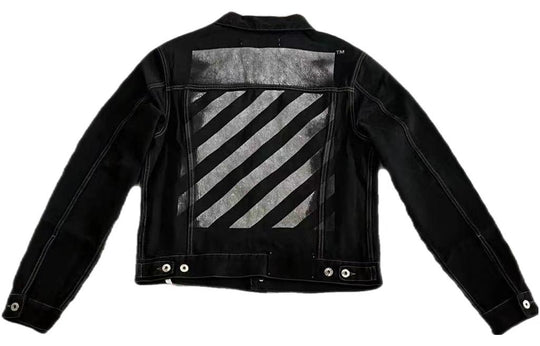 Off-White Alphabet Patterned Turn Down Collar Denim Jacket 'Black' OMYE079C99DEN0044001PD