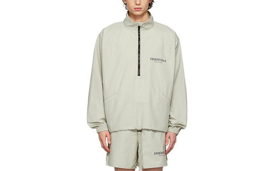 Fear of God Essentials FW21 Half-zip Track Jacket Green/Concrete FOG-FW21-105