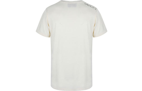 Men's Gucci Round Neck Cotton Tops Short Sleeve T-Shirt Creamy White 493117-X3185-9247