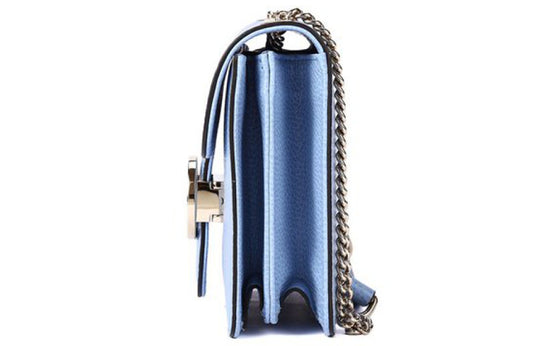 (WMNS) Gucci Silver Double G Leather Chain Shoulder Messenger Bag Small Light Blue Classic 510304-CAO0G-4503