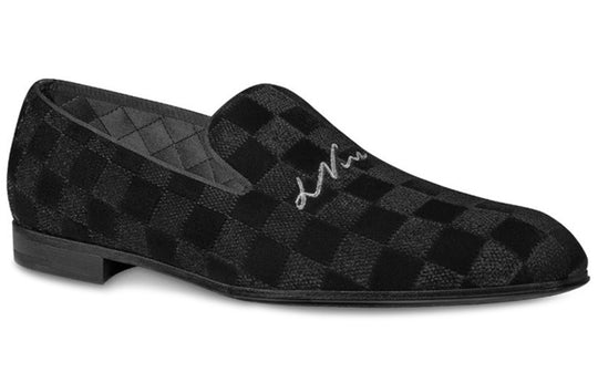 LOUIS VUITTON LV Auteuil Velvet Slip On Shoes 'Black' 1A5UXA