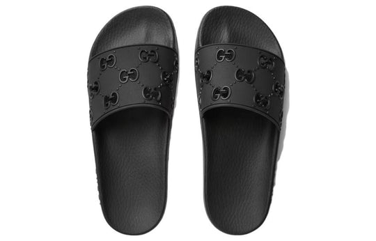 (WMNS) Gucci Rubber GG Slide 'Black' 573922-JDR00-1000