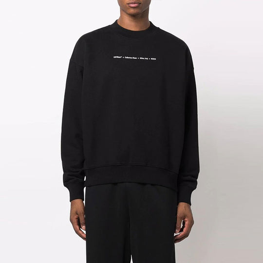 Men's Off-White FW21 Tornado Arrow Logo Printing Pullover Round Neck Loose Fit Black OMBA054F21FLE0081084