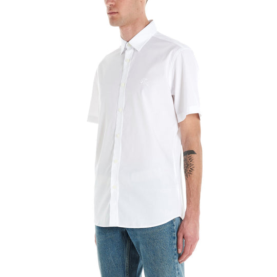 Men's Burberry SS21 Solid Color Button Short Sleeve Polo Shirt White 80256141