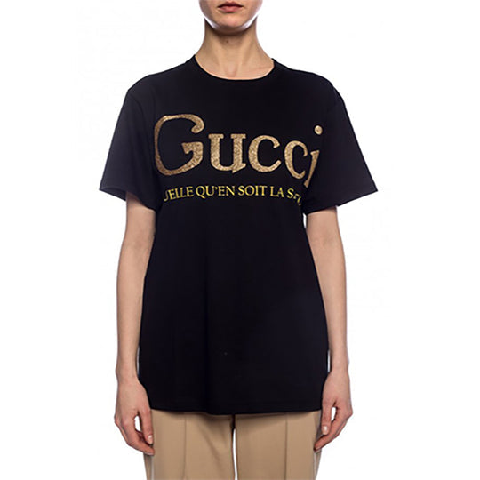 (WMNS) Gucci Flash Printing Short Sleeve Black 615044-XJCLF-1082