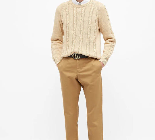 Gucci Retro Ribbed Knitted Sweater For Men Beige 614727-XKBA3-9166