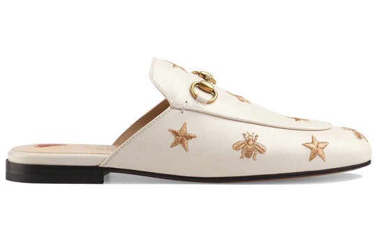 (WMNS) Gucci Princetown Series Embroidered Leather Slipper White 505268-D3V00-9022