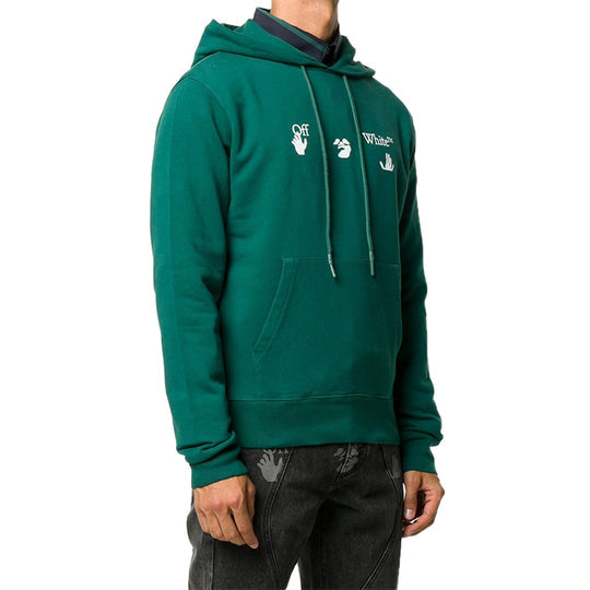 Off-White FW20 Big Logo Hooded Pullover Men Green OMBB034E20FLE0025701