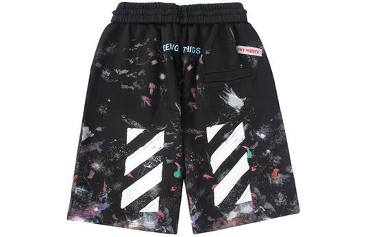 Men's Off-White SS21 Casual Starry Sky Splash Ink Shorts Black OMCB009G20FAB0019901