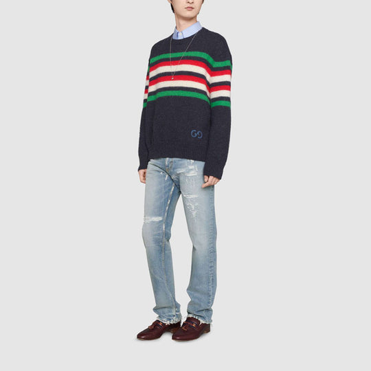 Gucci Alpaca Wool Stripe Crew Knit 'Navy' 633614-XKBIP-4804