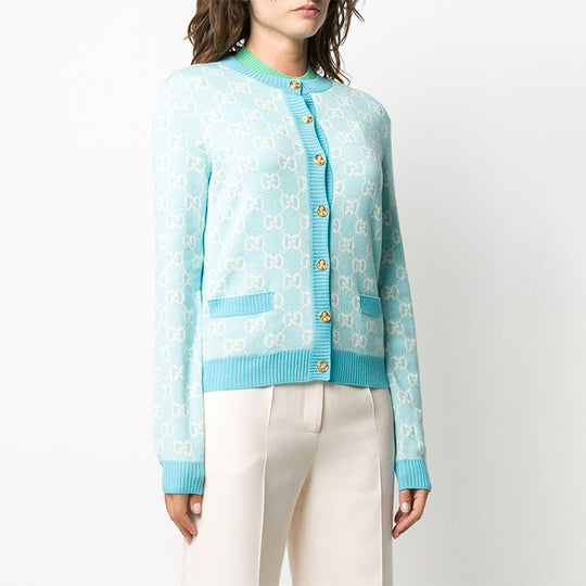 (WMNS) Gucci SS20 Wool-Blend Bead Cotton Cardigan For Blue 629452-XKBHQ-4692