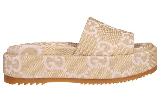 (WMNS) Gucci Platform Slide Sandal 'Jumbo GG - Beige Light Pink' 730043-UKO00-8805