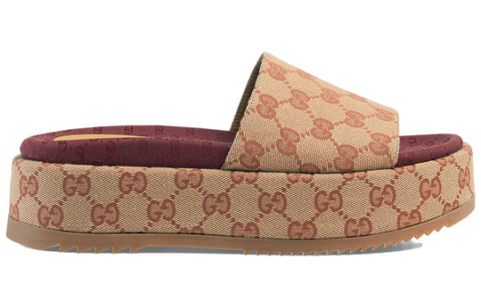 (WMNS) Gucci GG Slide Sandal 'Monogram - Beige Brick Red' 573018-KQW00-8366