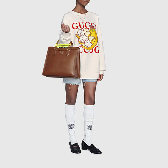 Gucci x Bananya Crossover SS21 Kitten Round Neck Cartoon Long Sleeves White 617964-XJDGM-9095