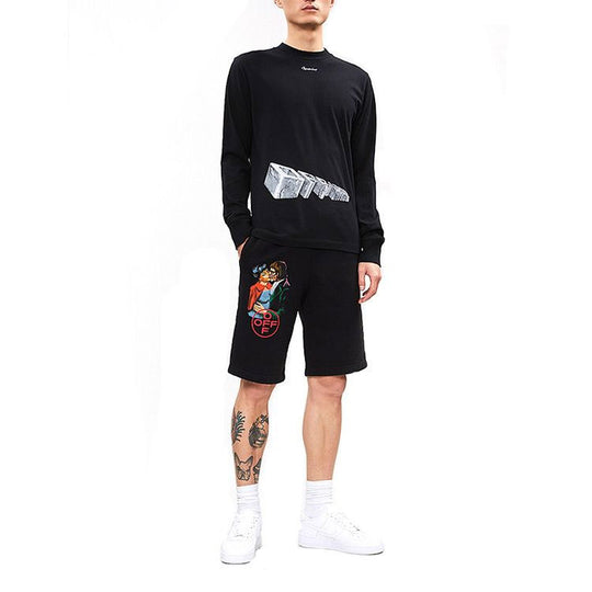 Off-White 2019ss Cotton Printing Sports Pants Men Black OMCI006R19B970031088