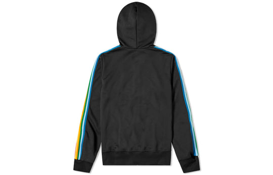Men's PALM ANGELS Rainbow Stripe Printing hooded Sports Black PMBD025E20FAB0041084