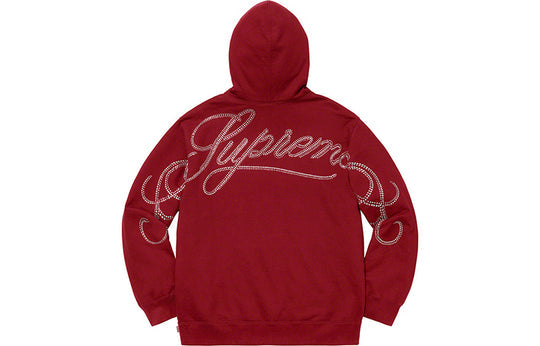 Supreme FW19 Week 12 Rhinestone Script Hooded Sweatshirt Cardinal 'Burgundy' SUP-FW19-1017