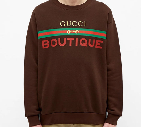 Gucci Boutique Crew Sweat Alphabet Printing Brown 623245-XJCKX-2191