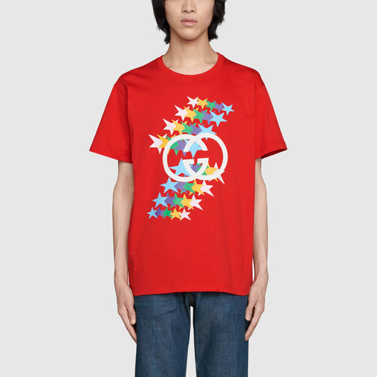 Gucci SS21 520 Rainbow Stars Logo tee 'Red' 548334-XJDNI-6229