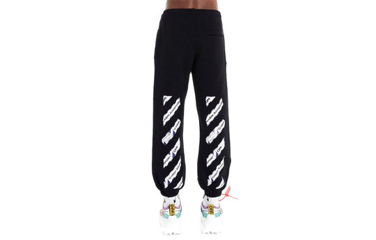 Men's Off-White Logo Pattern Printing Bundle Feet Sports Pants/Trousers/Joggers Black OMCH022S20E30003-1088