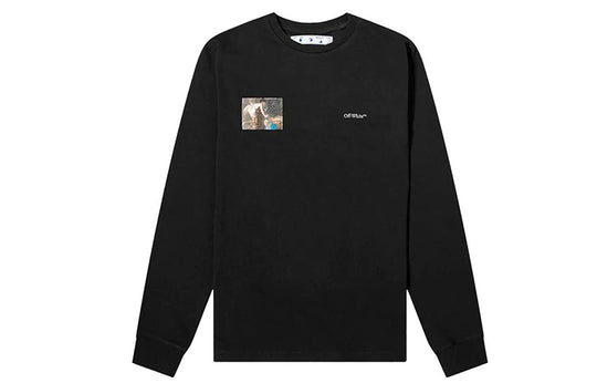 Men's Off-White c/o Virgil Caravaggio Printing Round Neck Long Sleeves Black T-Shirt OMAB001E20JER0061010