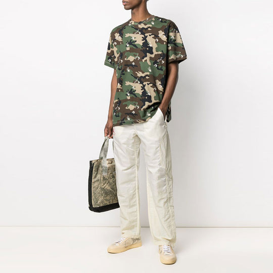 Off-White SS21 Cozy Camouflage Pattern Short Sleeve Loose Fit Camouflage OMAA038S21JER0165600