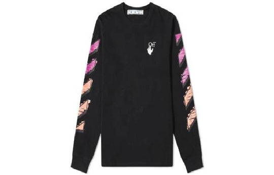 Off-White Mens Black Long-Sleeve Diagonal Striped OMAB001R21JER0031032