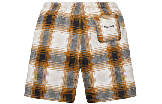 Supreme FW18 Nike Plaid Sweatshort Mustard SUP-FW18-538