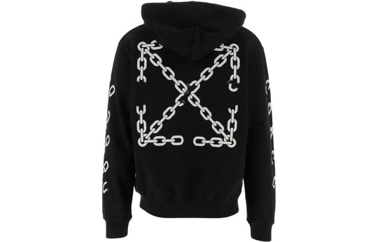 Men's Off-White FW22 Chain Logo Printing Zipper Loose Fit Autumn Black OMBE013F22FLE0061001