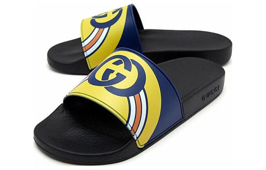 Gucci Pursuit Logo Slides 'Gold Navy' 548703-JDB00-4736