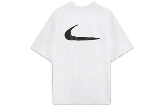 Men's Nike x OFF-WHITE Crossover Short-Sleeve Top SS21 Graffiti Logo Printing Knit Sports Short Sleeve White T-Shirt CU2477-100