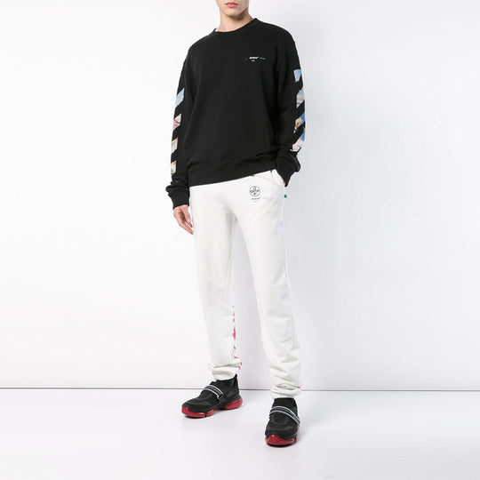 Off-White Side Stripe Round Neck Ordinary Version Black OMBA025R190030121088