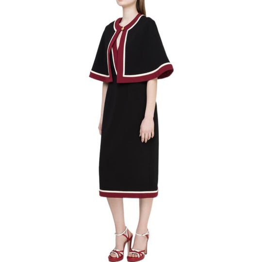 (WMNS) Gucci Stretch Dress With Cape 'Black Red' 605997-XJBY0-1004