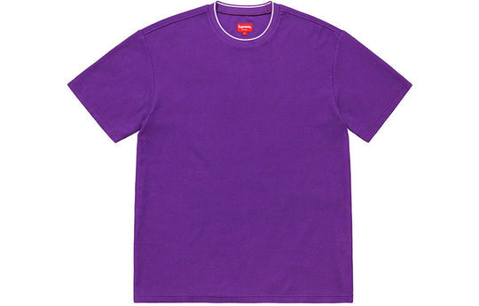 Supreme SS19 Stripe Rib Waffle Top Short Sleeve Unisex Purple SUP-SS19-10279