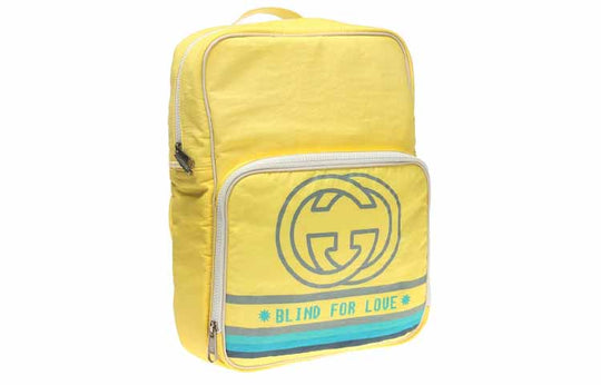 Gucci Retro Logo Printing Nylon Large Capacity Schoolbag Backpack / Yellow 536724-9XBAX-7482