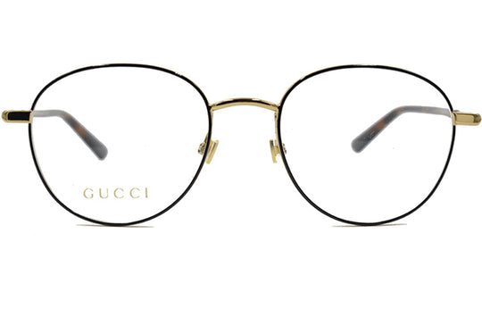 Gucci Round Frame Color Enamel Ribbon Element Optical Glasses Frame Sub-Edition Black/Golden GG0392O-002