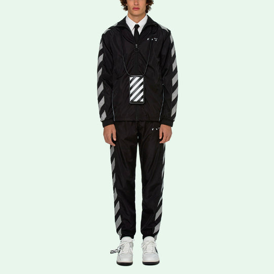 Off-White SS21 Side Sleeve Stripe Training Jacket Black OMBD022R21FAB0011006