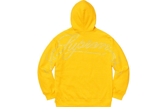 Supreme FW19 Week 12 Rhinestone Script Hooded Sweatshirt Yellow SUP-FW19-1012