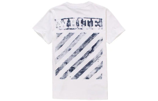 Off-White Alphabet Waves Printing Round Neck Casual Short Sleeve White T-Shirt CM1004-14-00