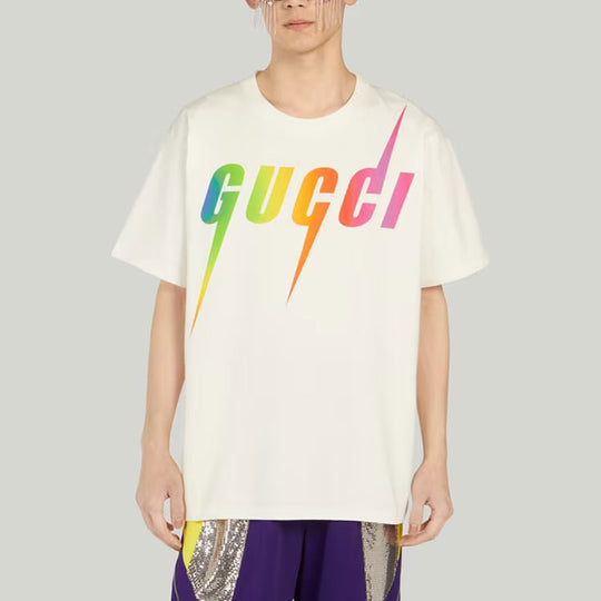 Gucci print cotton T-shirt 'off white' 616036-XJFF9-9095