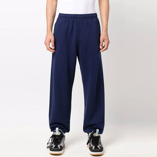 Men's Off-White Arrow Pattern Solid Color Sports Pants/Trousers/Joggers Loose Fit Navy Blue OMCH029F21FLE0014545