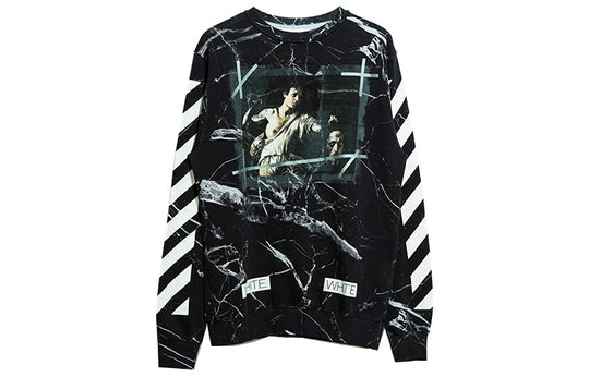 Off-White Marble Pattern Pullover Men Black OMBA003G20FLE0021001