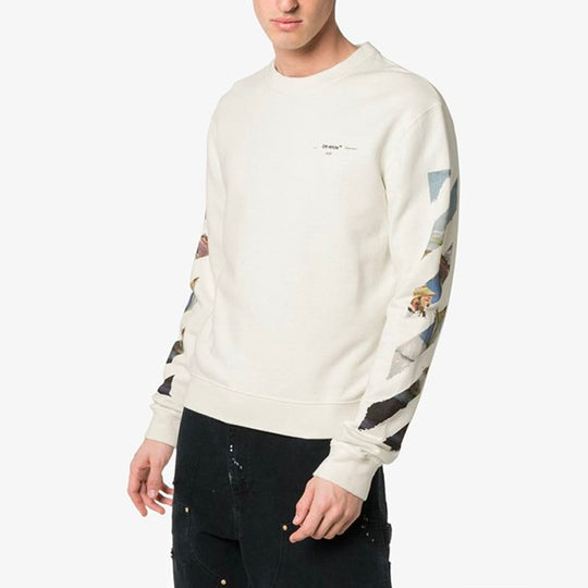 Off-White MENS SS19 Rear Logo Color Painting Diagonals Crew Sweat White OMBA025R190030120288