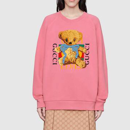 (WMNS) Gucci Animal Print Round Neck Long Sleeve Sweater For Pink 489677-X9N17-5681