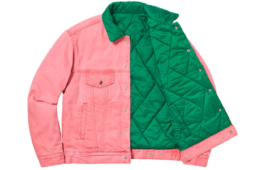 Supreme FW18 x Levs Quilted Reversible Trucker Jacket Pink SUP-FW18-763