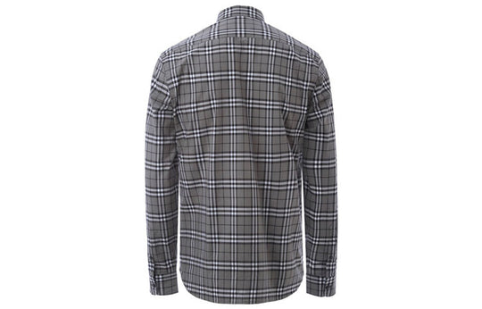 Men's Burberry Plaid Casual Long Sleeves Shirt Gray 80042071